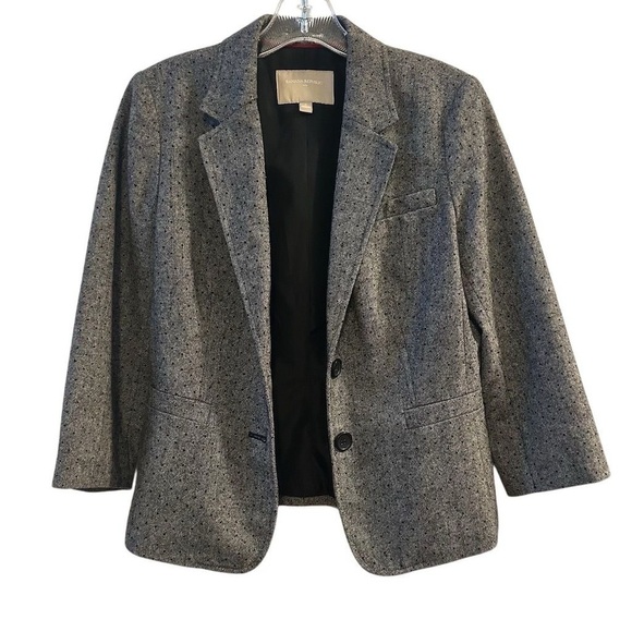 Banana Republic Women's Gray Polka Dot Blazer Size 8 Long Sleeve - Picture 3 of 12